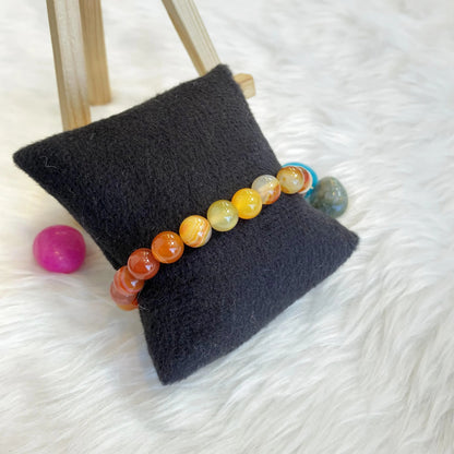 Unisex Carnelian Beaded Bracelet - Adjustable Natural Gemstone Wristband in Orange