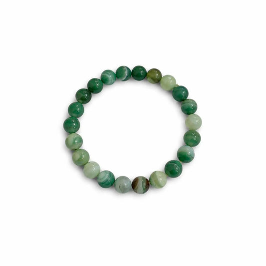 nisex Green Agate Beaded Bracelet - Adjustable Natural Gemstone Wristband