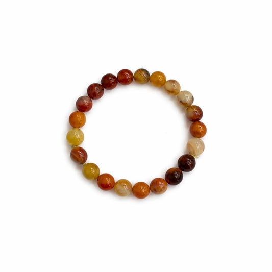 Unisex Carnelian Beaded Bracelet - Adjustable Natural Gemstone Wristband in Orange