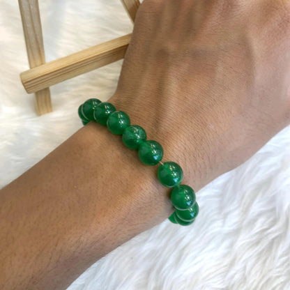 Unisex Green Aventurine Beaded Bracelet -  Adjustable Natural Gemstone Wristband
