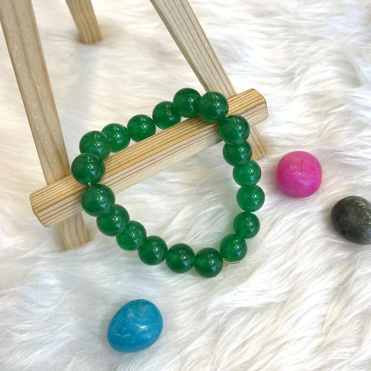 Unisex Green Aventurine Beaded Bracelet -  Adjustable Natural Gemstone Wristband